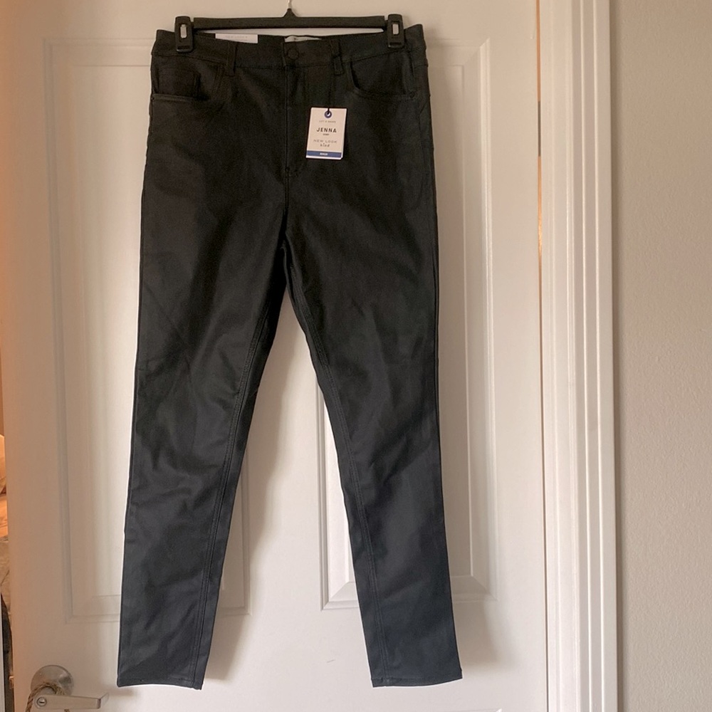 Black leather feel, Jenna skinny black jeans